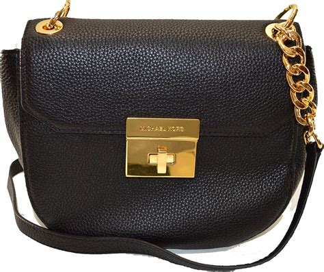 Michael Kors Cecila MD Saddle Bag Pebble Leather Black